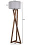 Opviq Lámpara de Pie de Madera con Pantalla de Tela Gris y Marrón